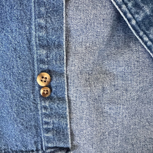 Roundtree & Yorke Denim Button Down Long Sleeve Shirt Size L - Picture 7 of 7